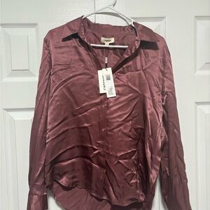 L'AGENCE Mauve Satin Blouse